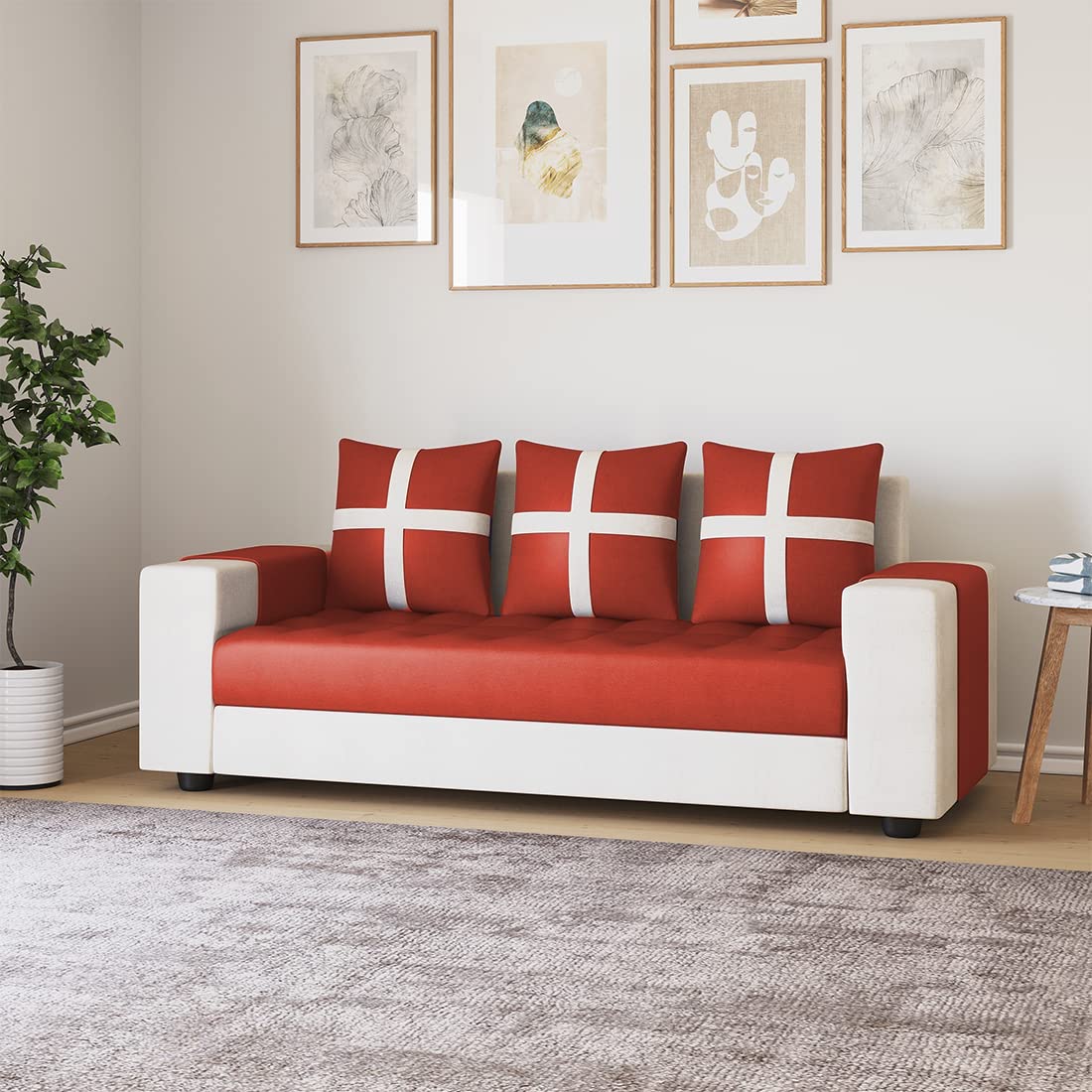 Torque India Jamestown 3 Seater Fabric Sofa for Living Room - TorqueIndia